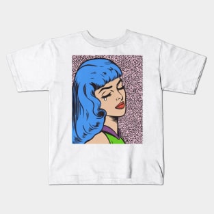 Blue Bangs Crying Comic Girl Kids T-Shirt